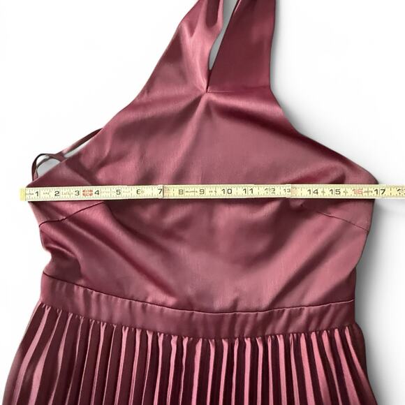 Elle Zeitoune Jayee Halter Gown Dress Burgundy Pleated Medium. Wedding. Party - Picture 5 of 12